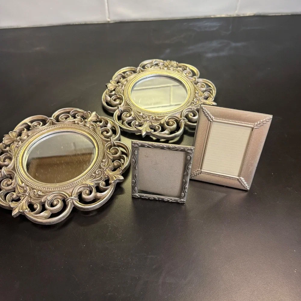 Elsa L. Burnes of Boston Frames & other Mirrors Set 4pc Silver Ornate Victorian
